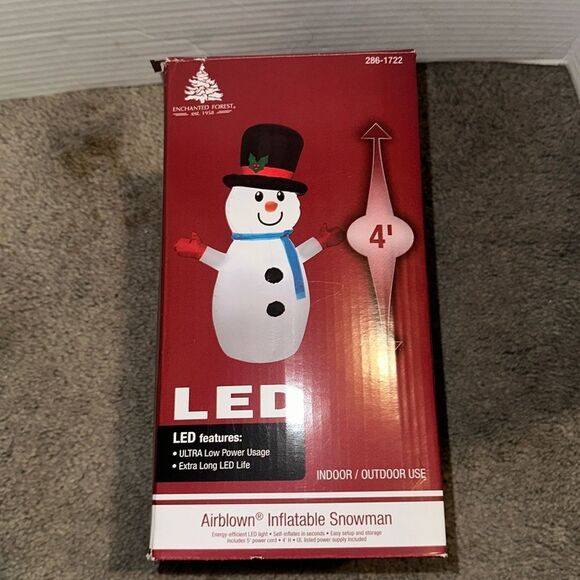 4 ft Christmas LED air blown inflatable snowman - Picture 1 of 2
